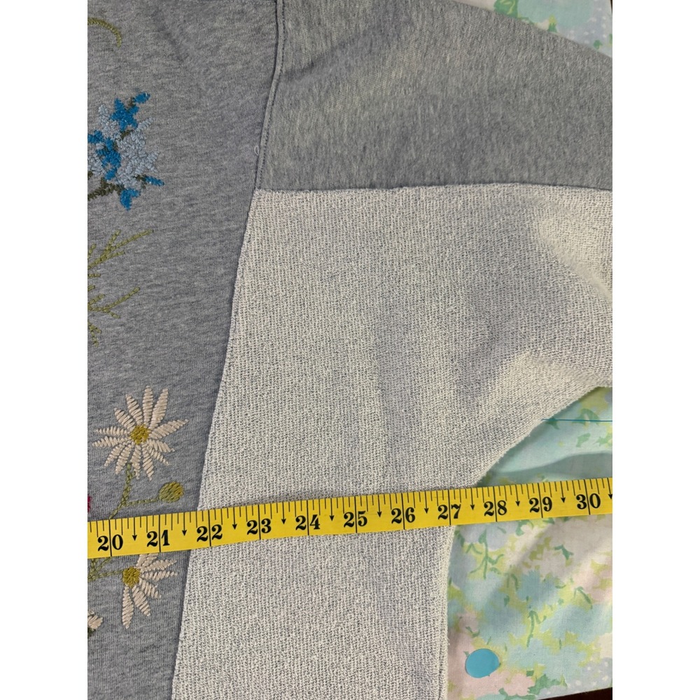 Johnny Was | Catalina French Terry Sweatshirt XL Grey Floral Embroidery J18823-5 - Picture 8 of 10